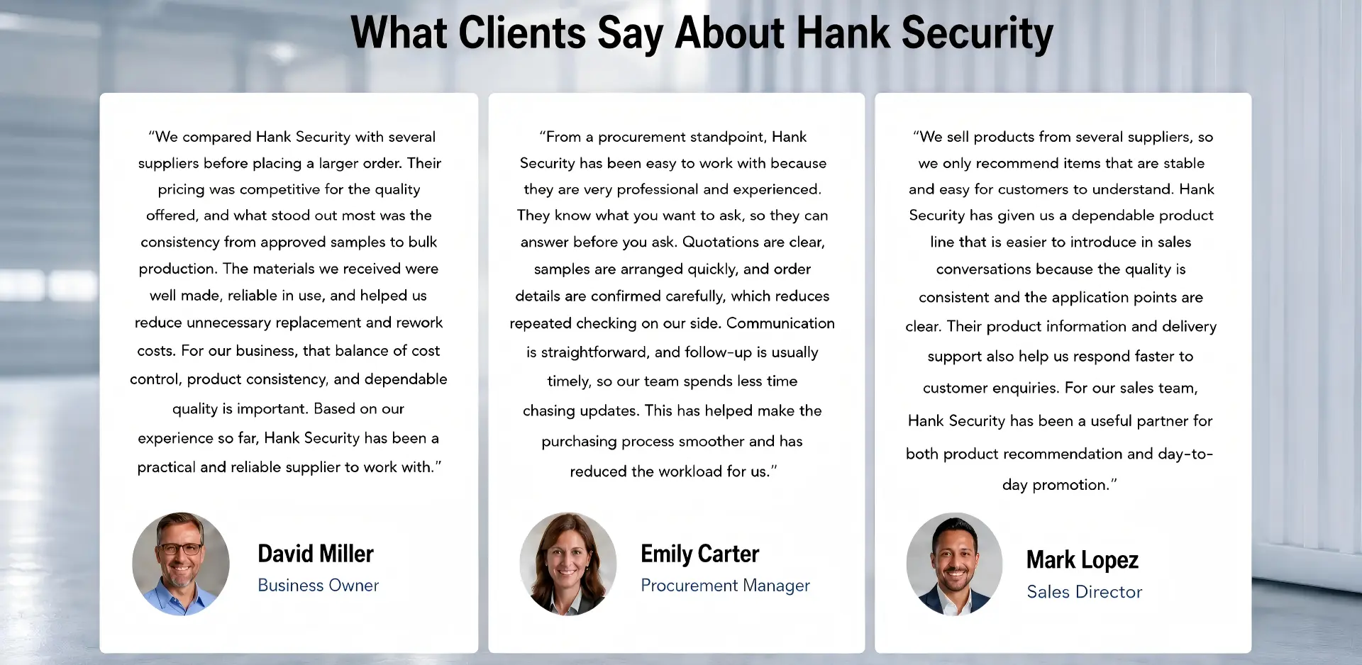 What Clients Say About Hank Security