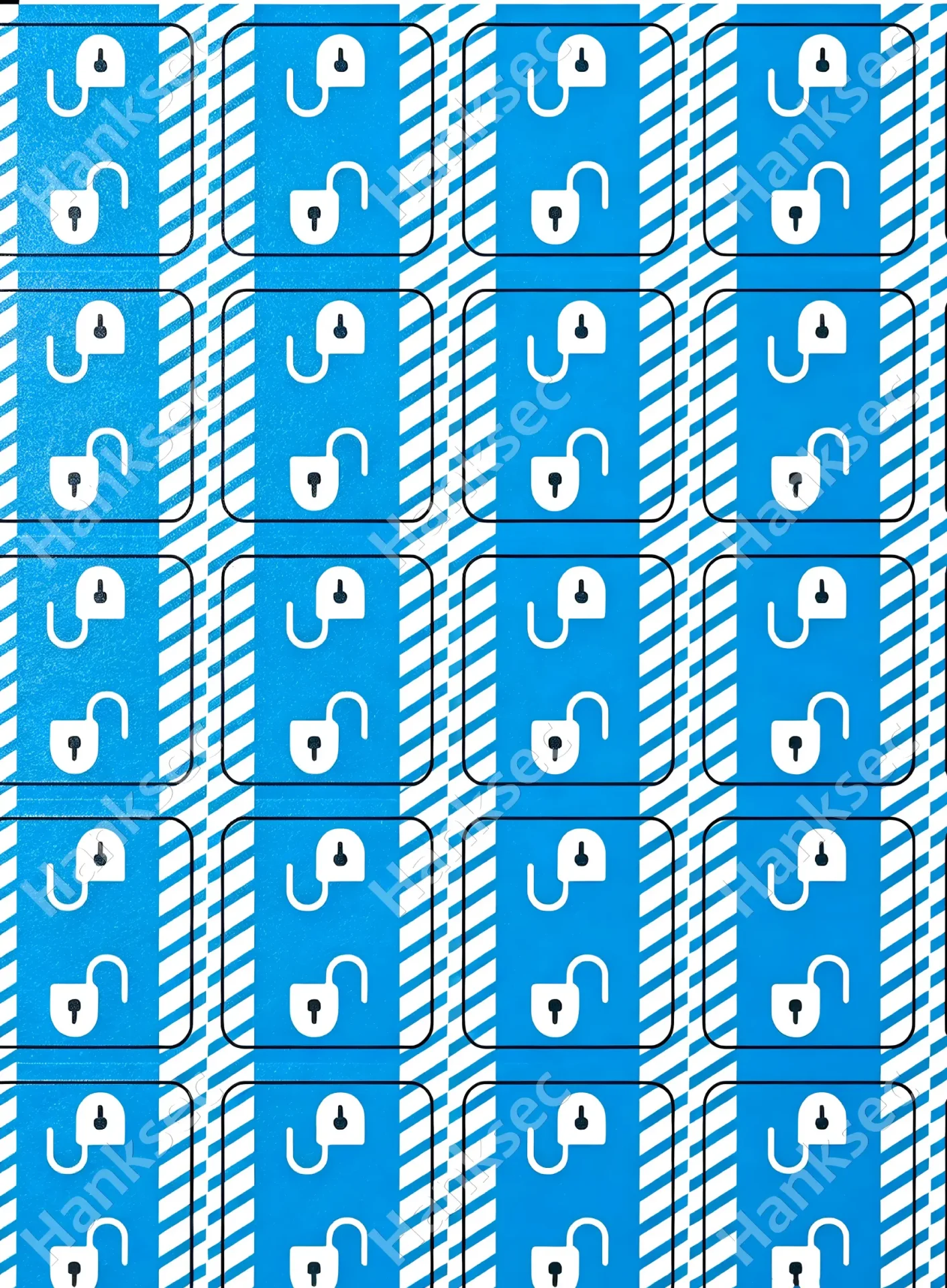 Printed tamper-evident security labels with custom lock and unlock symbols before die cutting