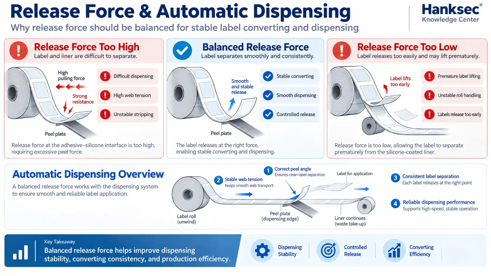 Release force and automatic dispensing performance of label release liner