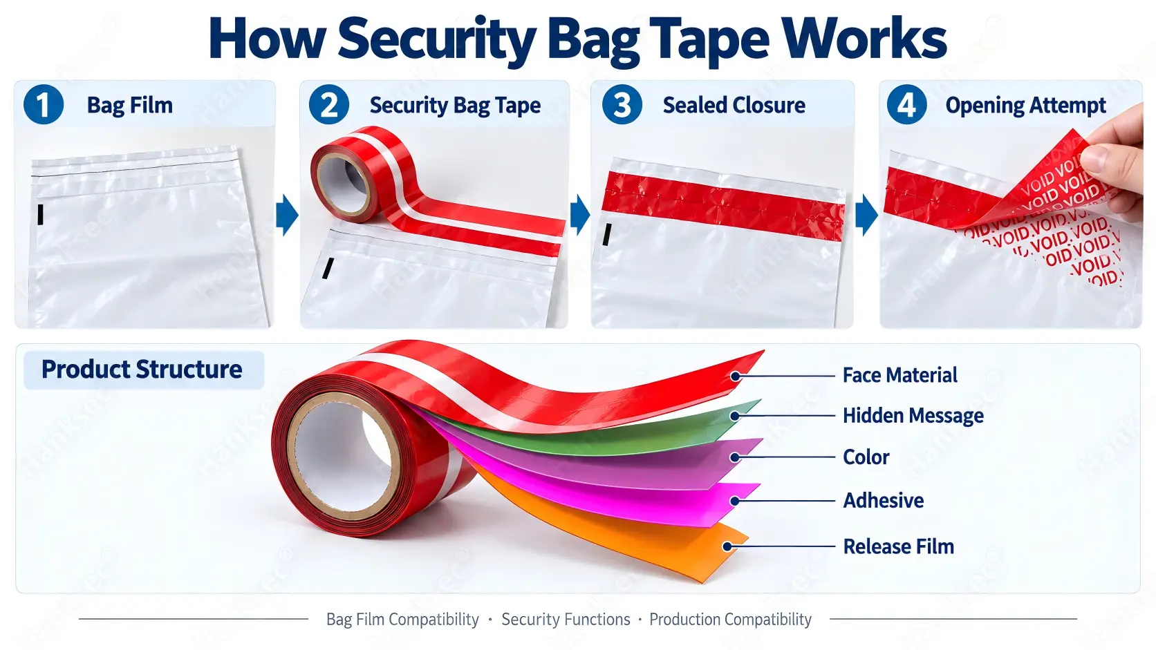 How tamper evident security bag tape works in a security bag closure system