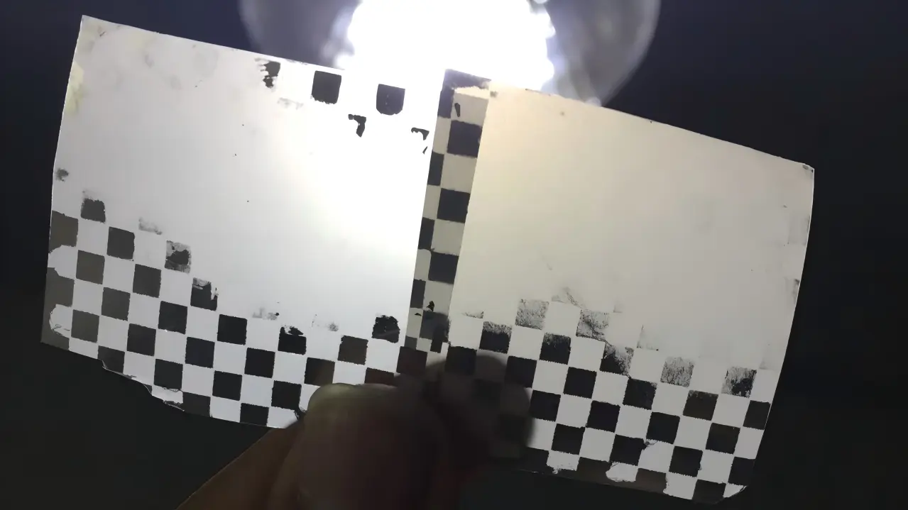 Matte PET film haze comparison under light showing different optical and surface appearance characteristics.