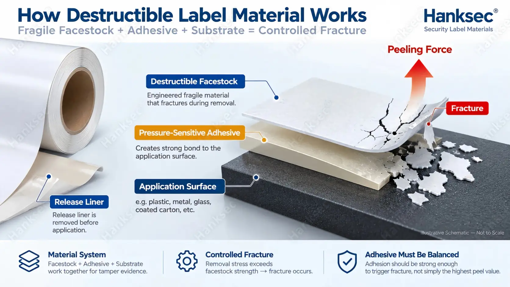How destructible label material works with fragile facestock adhesive and substrate